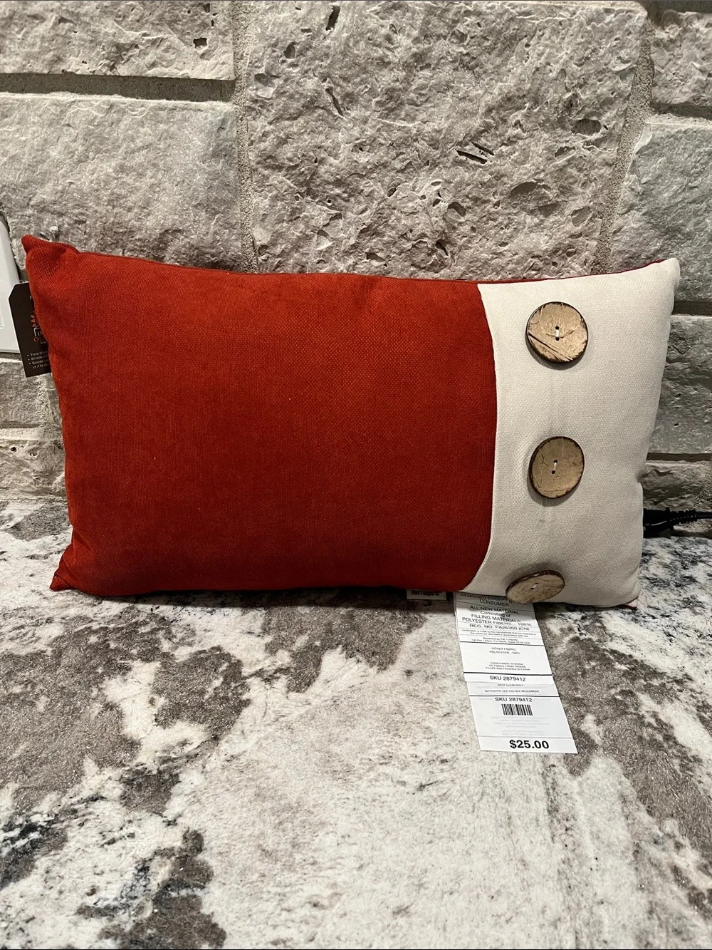 NEW Pair of Pier 1 Rust Orange and Tan Lumbar Indoor/Outdoor Accent Pillows